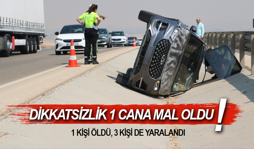 Kontrolden çıkan araç takla attı