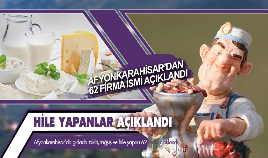 Afyonkarahisar’da gıdada taklit, tağşiş ve hile yapan 62 firma açıklandı