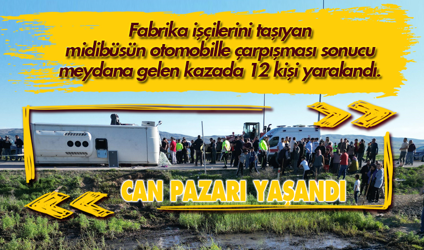İşçi servisi ile otomobil çarpıştı