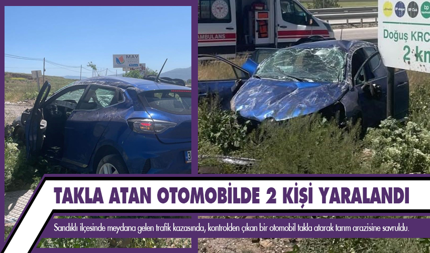 Takla atan otomobilde 2 kişi yaralandı